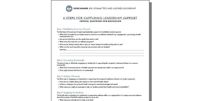Gaining Leadership Support for Wellness Program