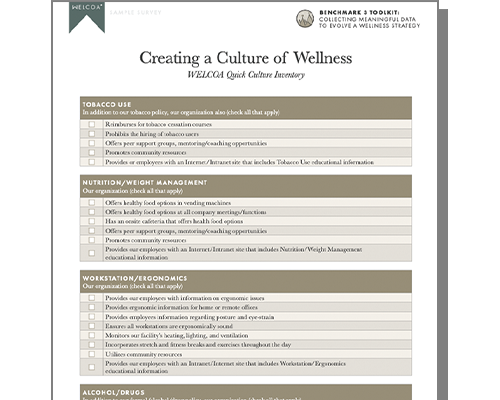 Creating a Culture of Wellness: Quick Culture Inventory